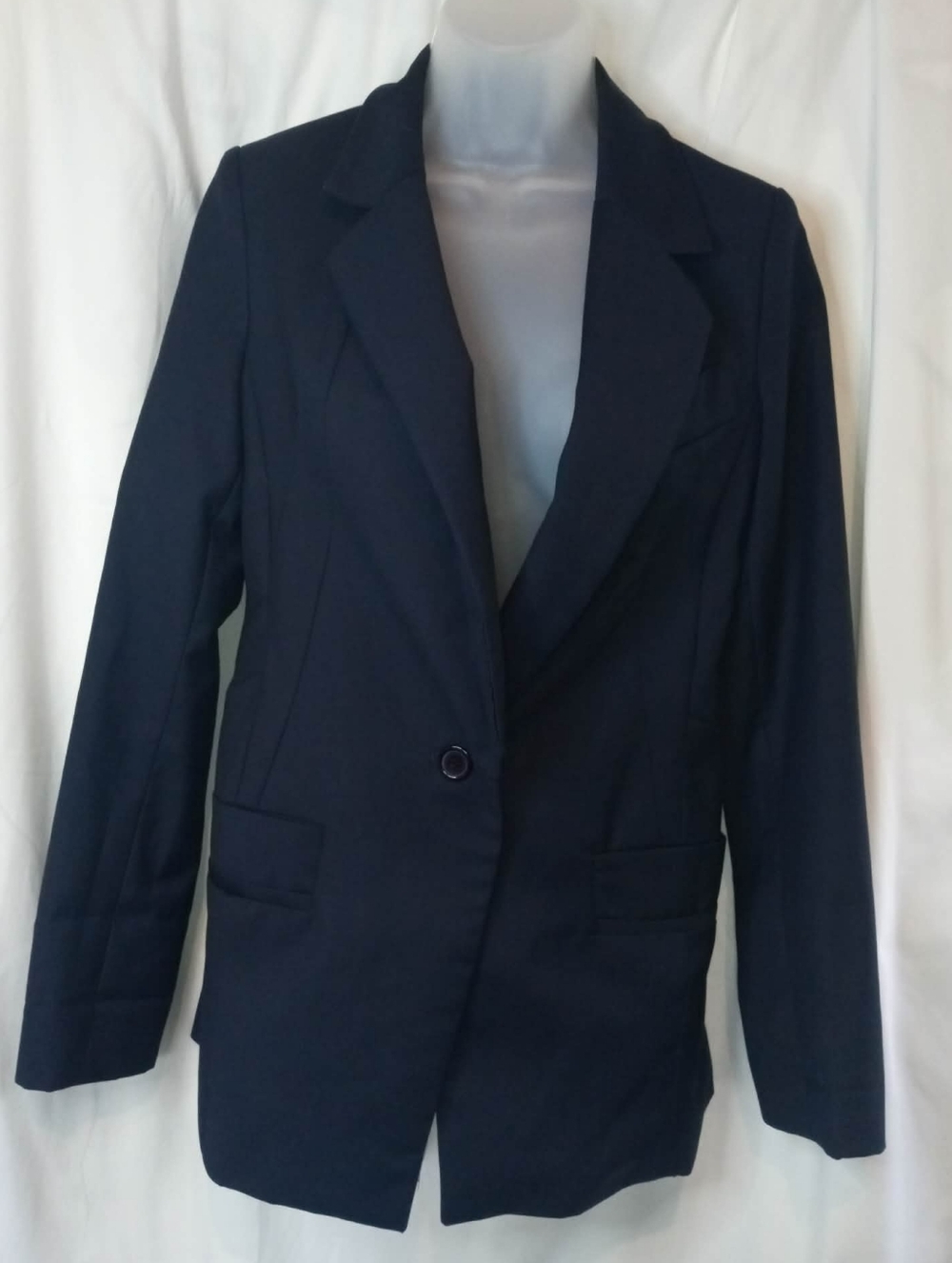 Luluvia Anthropologie Classic Navy Single-Button Blazer Small Preppy Office Work